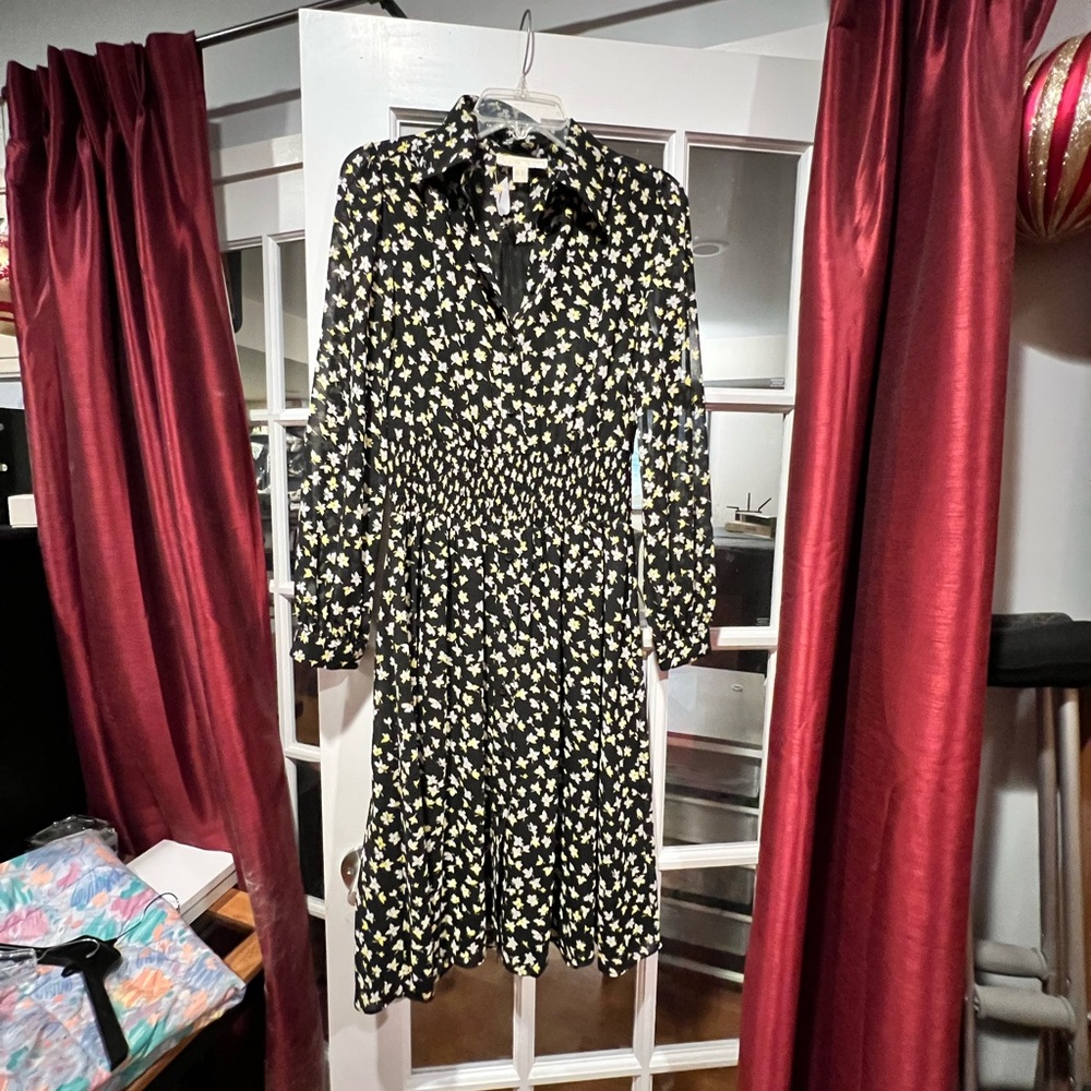 MICHAEL Michael Kors Black Dress with Cream Floral Print